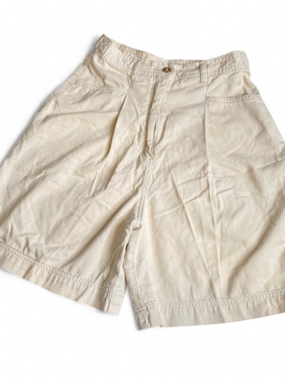Averroe High Rise Pleated Shorts Cream Cotton Size 6 Minimalist - Picture 2 of 8